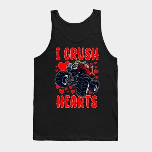 Boys Valentines Monster Truck Kids Toddler I Crush Hearts Tank Top